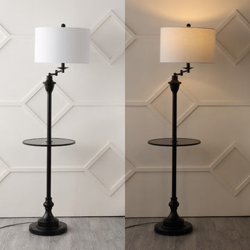 Cora 60" Metal/Glass LED Side Table and Floor Lamp
